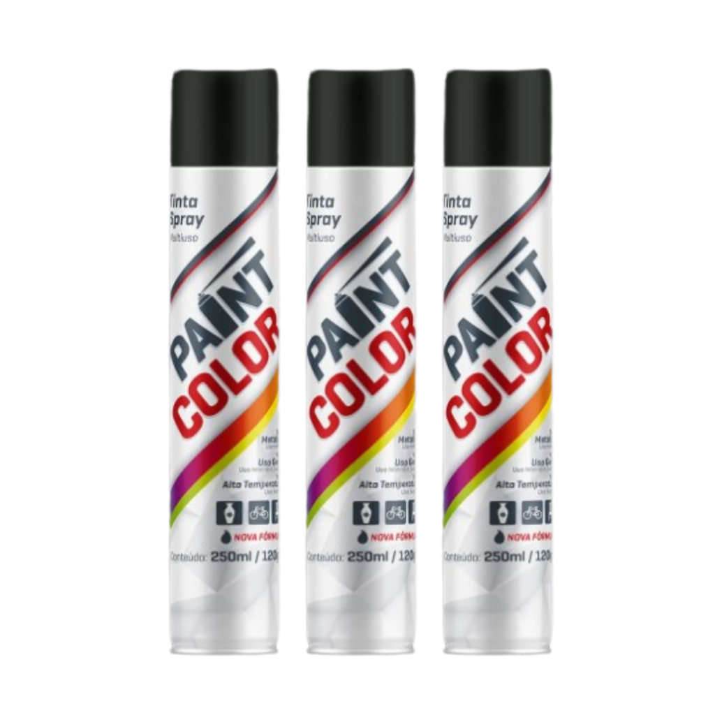 Kit 3 Tinta Alta Temperatura Preto Fosco 250ml Paint Color Uso Geral Uso externo E Interno em Oferta na Shopee