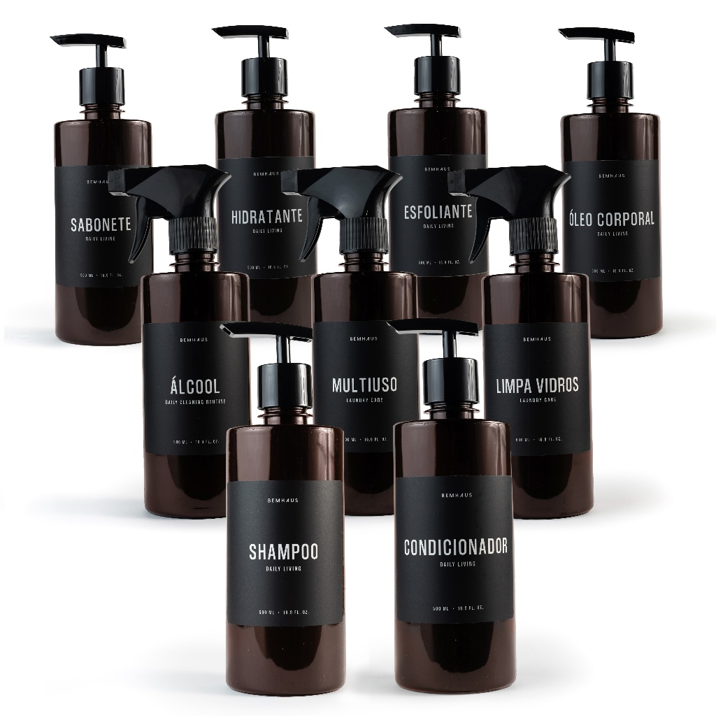 Frasco Ambar Luxo 500 ml - Diversos Modelos - Pump, Gatilho e Mini Gatilho - Black Premium