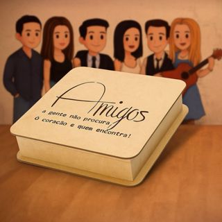 Caixa Presente Personalizada Amigos 25x25 Em Mdf Cru em Oferta na Shopee