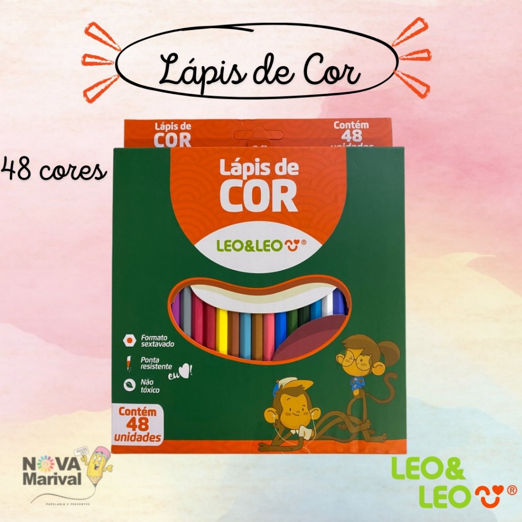 Lápis De Cor 48/36/24/12 Cores Sextavado - Leo E Leo