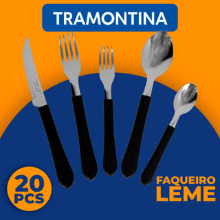 Faqueiro Tramontina Leme 20 Peças Aço Inox Preto Completo