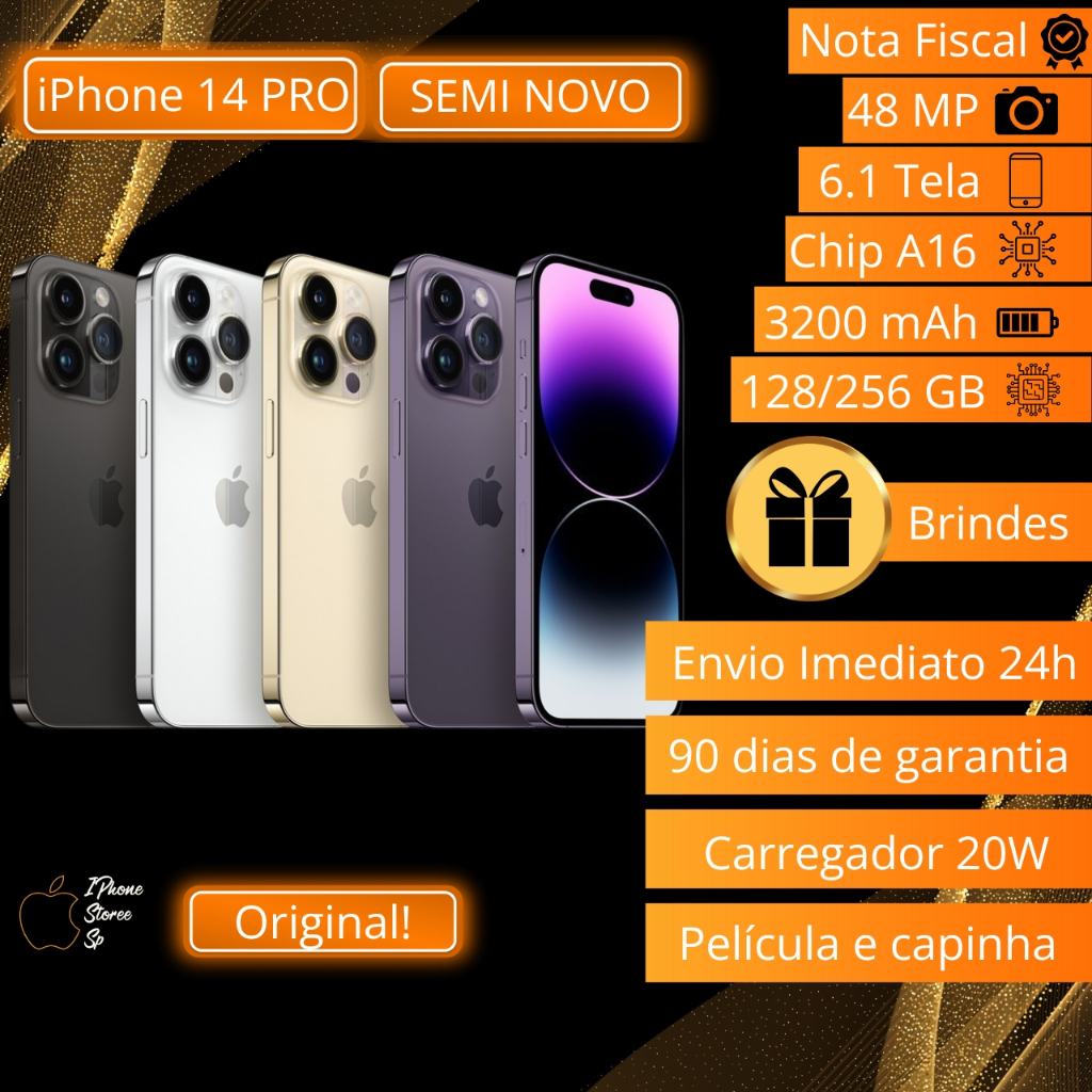 Iphone 14 Pro 128Gb Original com Garantia - Semi Novo