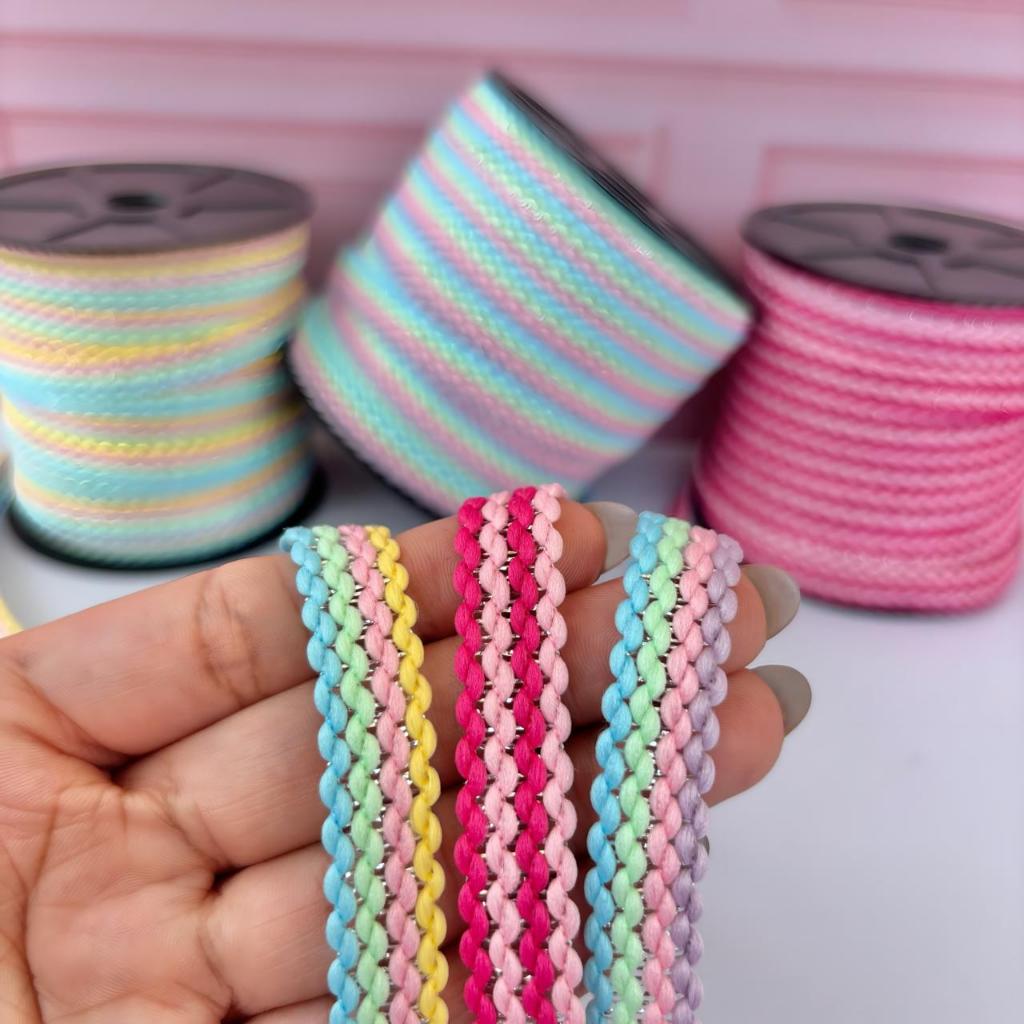 FITA PASSAMANARIA ZIG ZAG TRANÇADA CANDY COLOR / ROSA / NATAL (13MM) - 5 METROS