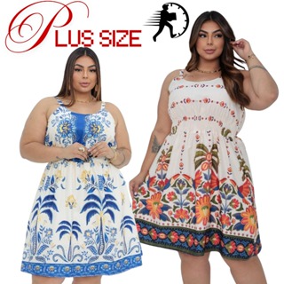 Vestido Curto plus size verao con alça regulavel leva forro lastex na frente e costa em Oferta na Shopee