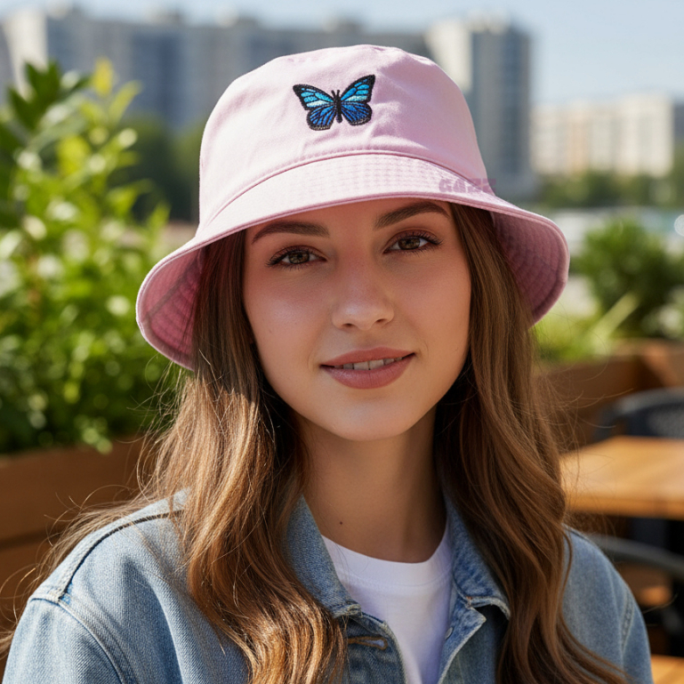 Chapeu Bucket Hat Butterfly Borboleta Blue Azul Moda Praia