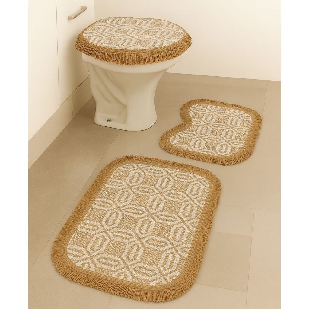 Kit de Tapete Para Banheiro 3 Peças em Tear