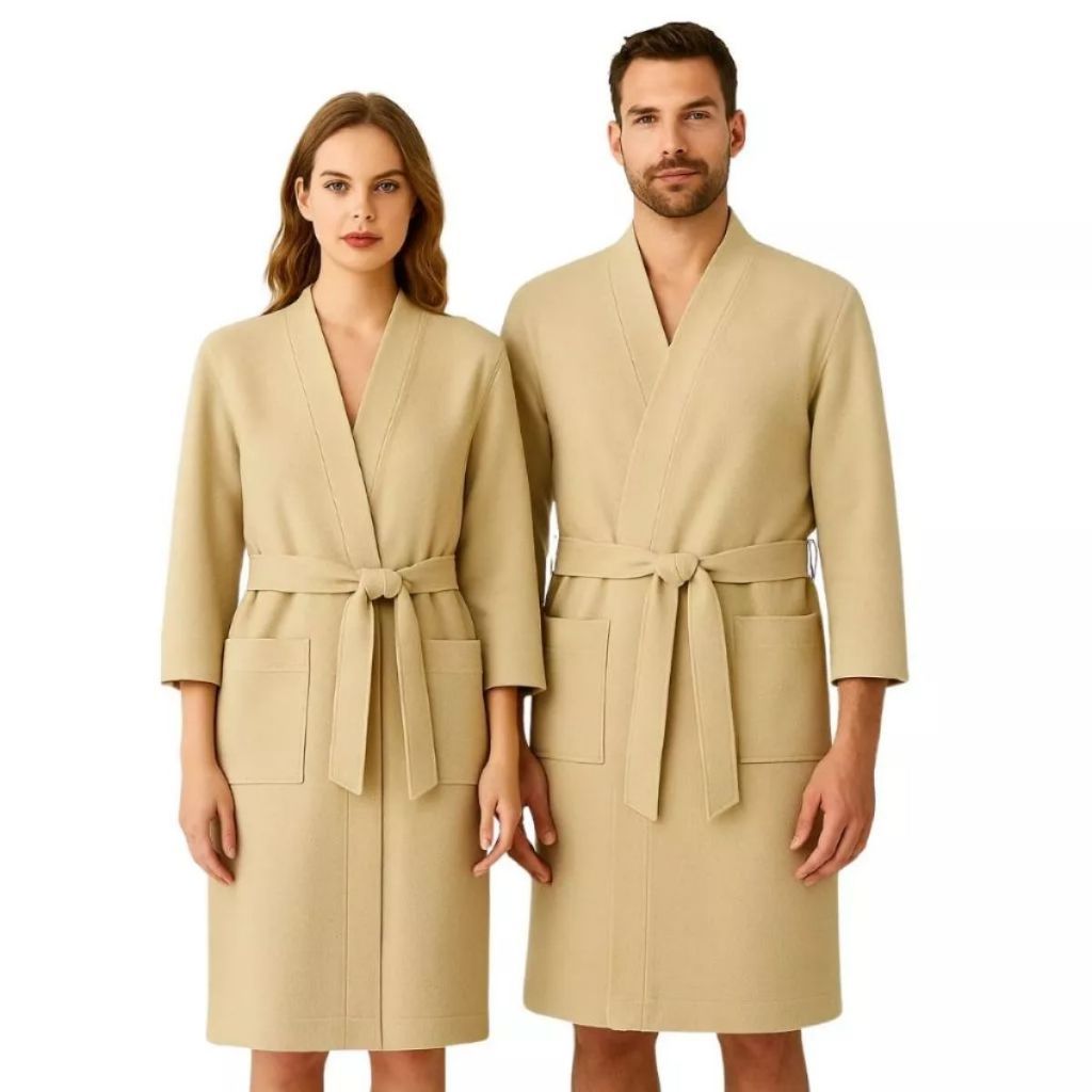 Kit 2 Roupão Casal Adulto Atoalhado Robe Manga Curta 100% Algodão Unissex Masculino Feminino