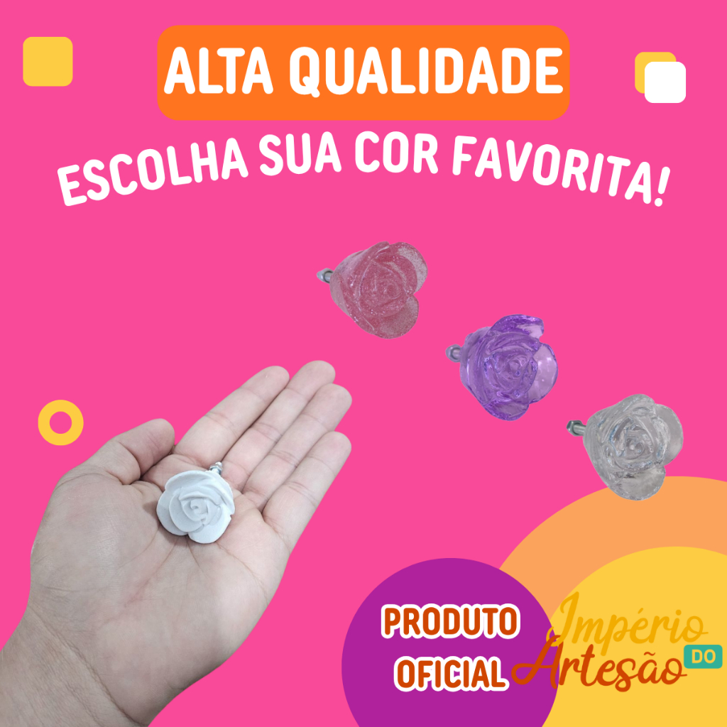 Kit 15 Puxador De Gaveta Rosa Resina Acrílica Penteadeira Decoração Armário Gaveta