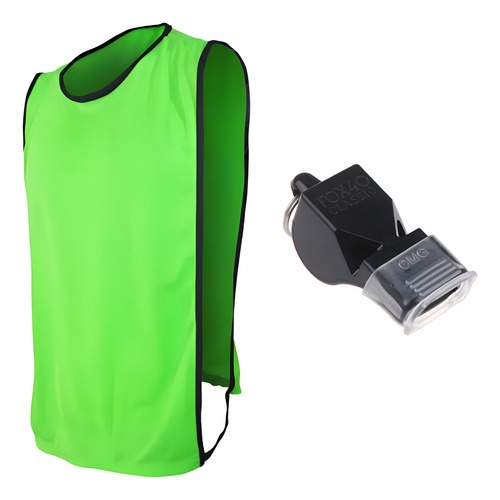 Kit Colete De Futebol Adulto + Apito Profissional Árbitro Treino Jogo JustGoFit