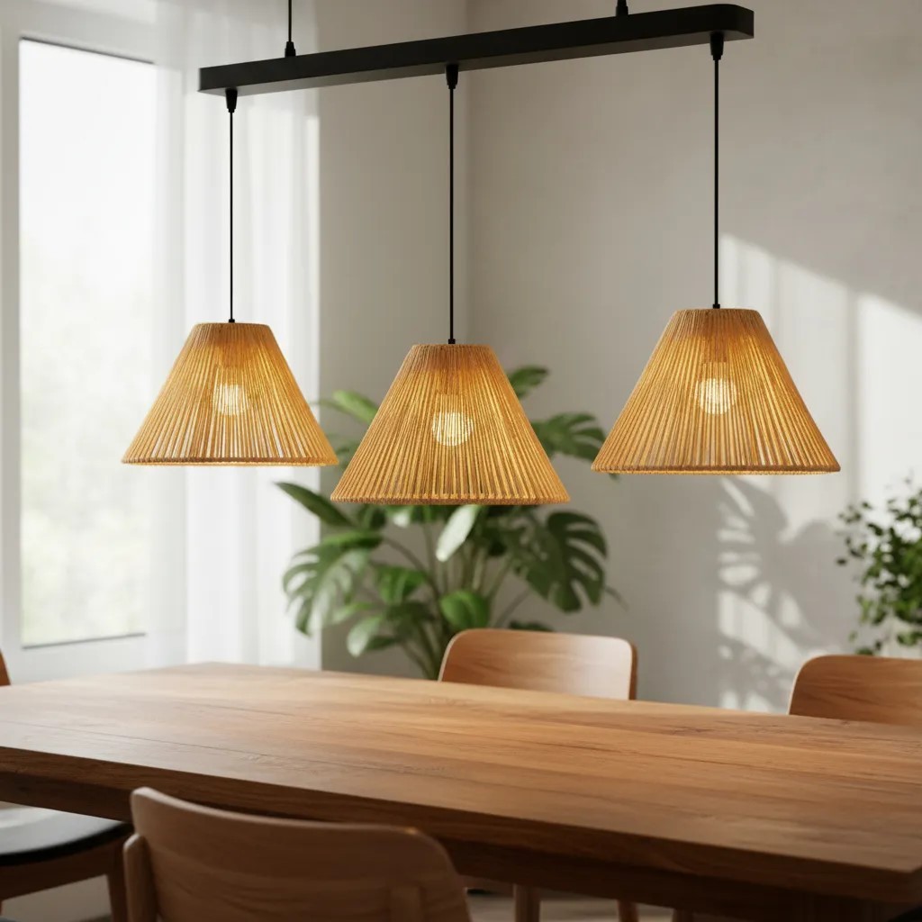 Kit 3 Pendentes Moderno Luminaria Rustica Palha De Milho Artesanal Aramado Cone 35cm em Oferta na Shopee