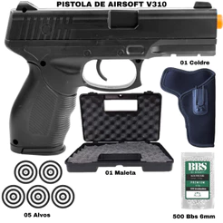 Pistola de Airsoft Spring 24/7 V310 6mm Rossi Vigor + Acessórios Completo