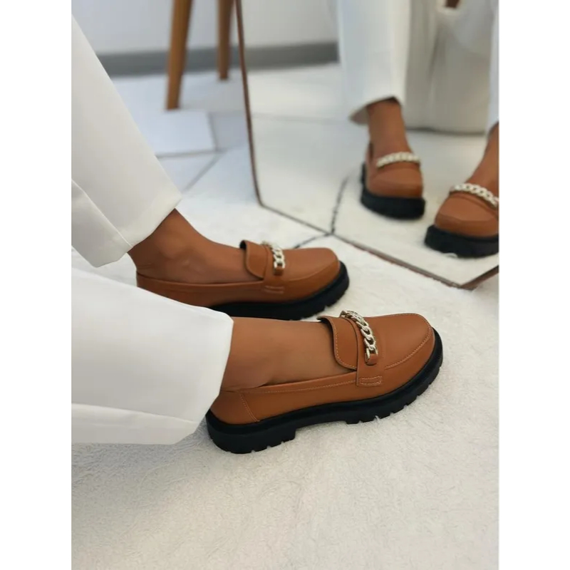 Sapato Mocassim Feminino Tratorado Oxford Blogueira Elegante Confortavel