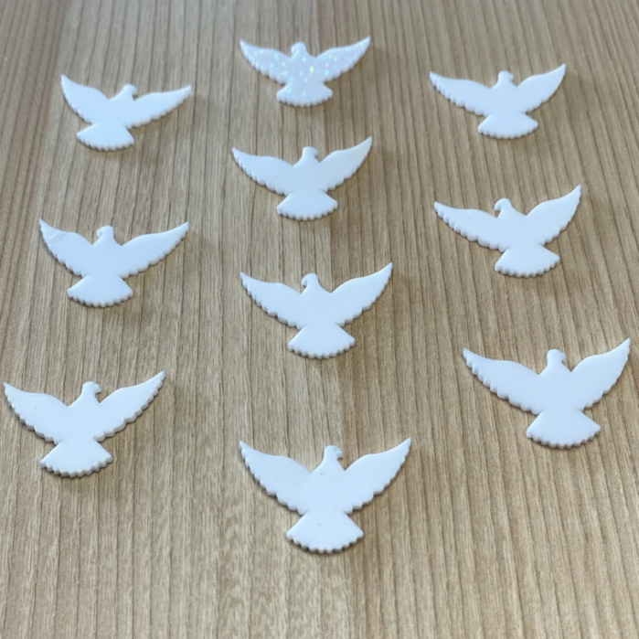 KIT 20 UNIDADES DIVINO ESPIRITO SANTO EM ACRÍLICO BRANCO - DECORAÇÃO/PAPELARIA/ARTESANATO/RELIGIOSO/LEMBRANCINHA