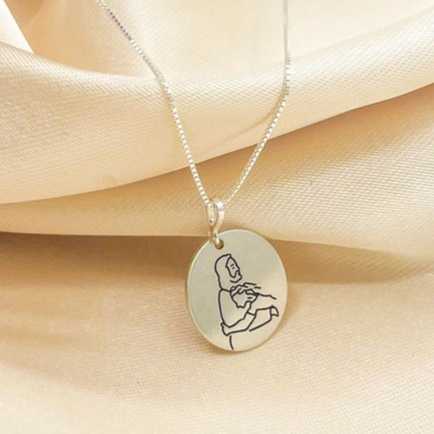 Colar Feminino Jesus e Menina Prata 925 l Semijoia