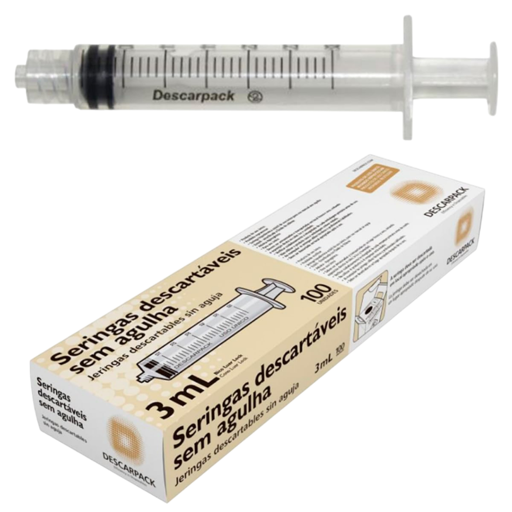 Seringa 3ml Descartável Bico Luer Lock Anvisa - Cx 100un em Oferta na Shopee