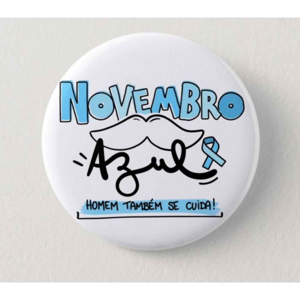 botton personalizado novembro azul homem 4 unidades campanha da saúde hospital
