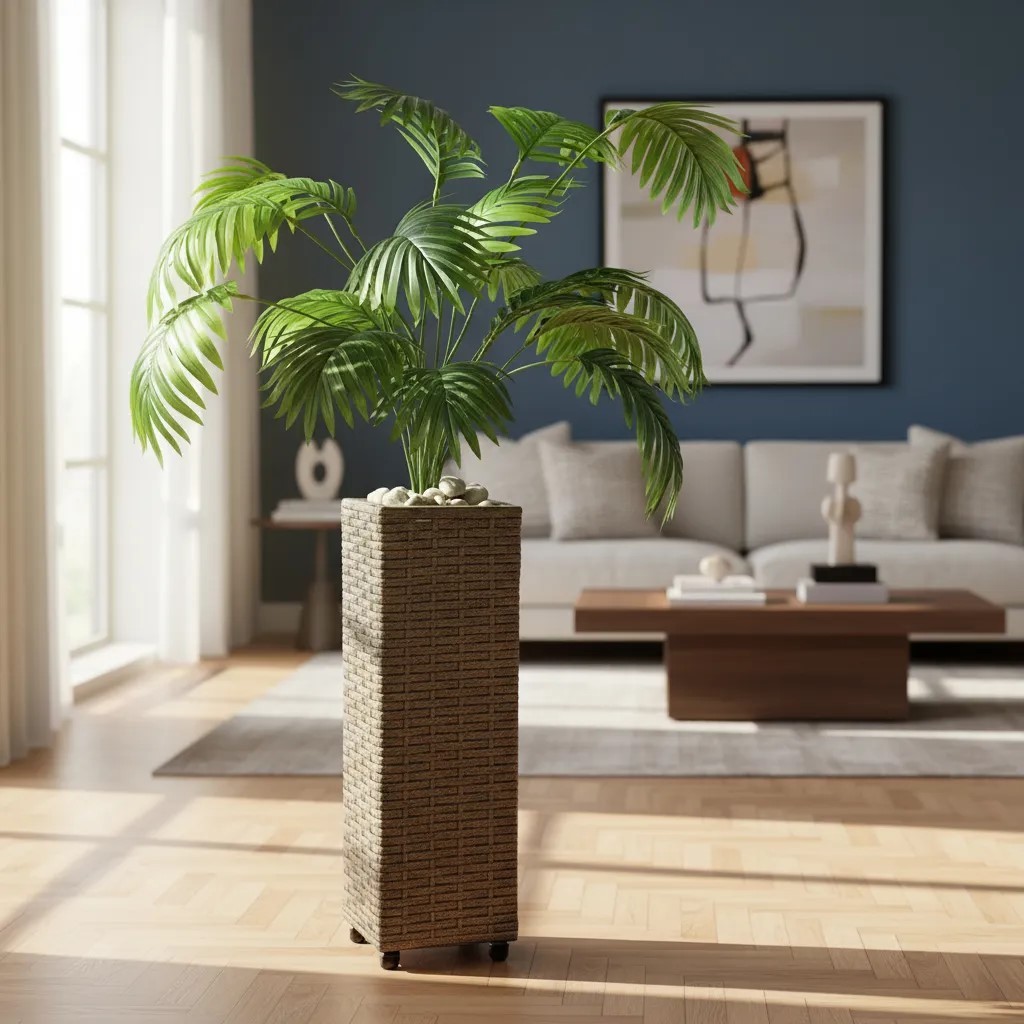 Vaso De Planta Flor 50cm Grande Artesanal Fibra Sintética Decoração Elegante Vaso Decorativo Casa