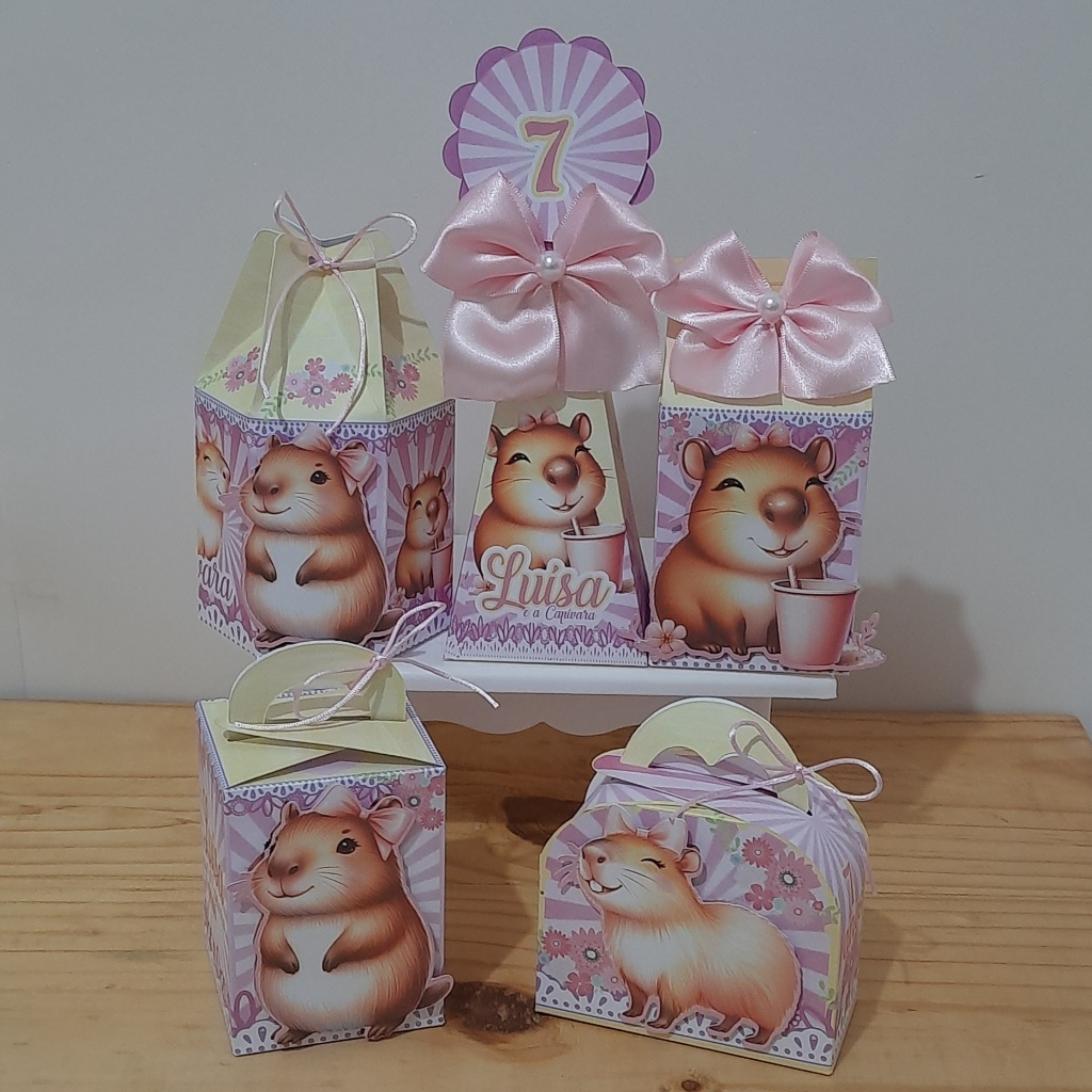 CAPIVARA FOFA Kit de Caixinhas PERSONAIZADOS para Decoração e Lembrancinha de Festa de Aniversário