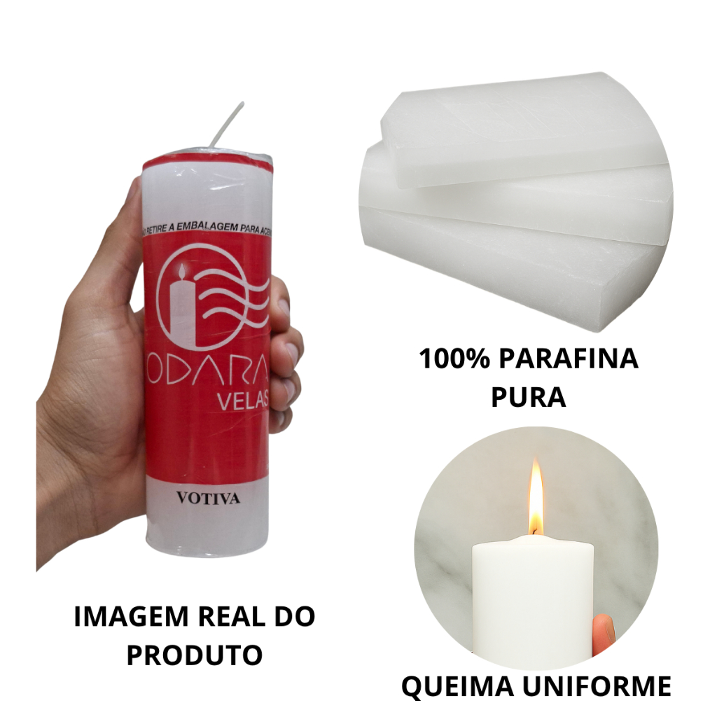 kit 6 Velas De 7 Dias Branca 260g Votiva Odara Velas 100% Parafina — imagem 2 de 2