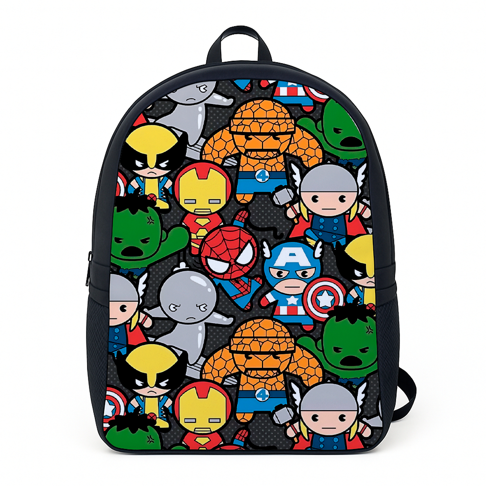 Mochila Escolar Estampada Com Vingadres Mrvel Quarteto Fntástico Heróis Alça Reforçada Infantil Juvenil de Lona