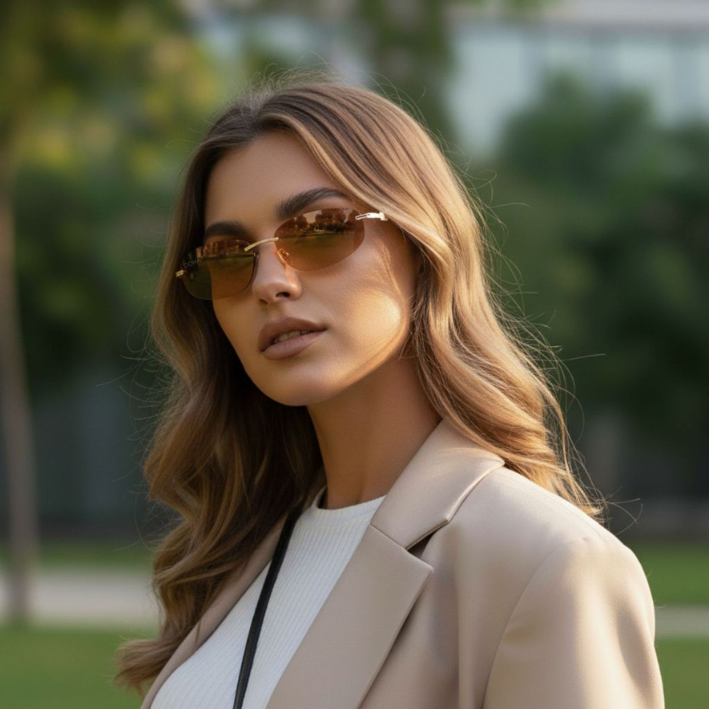 Óculos De Sol Oval Premium Feminino Retrô Mulher Em Alta Luxo Doha