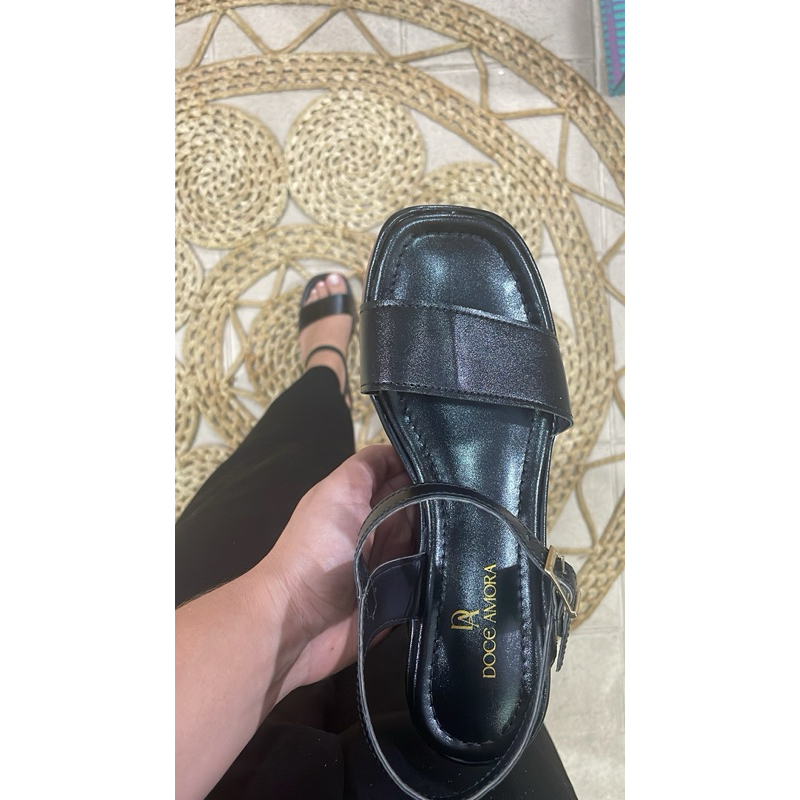 sandália plataforma preta feminina