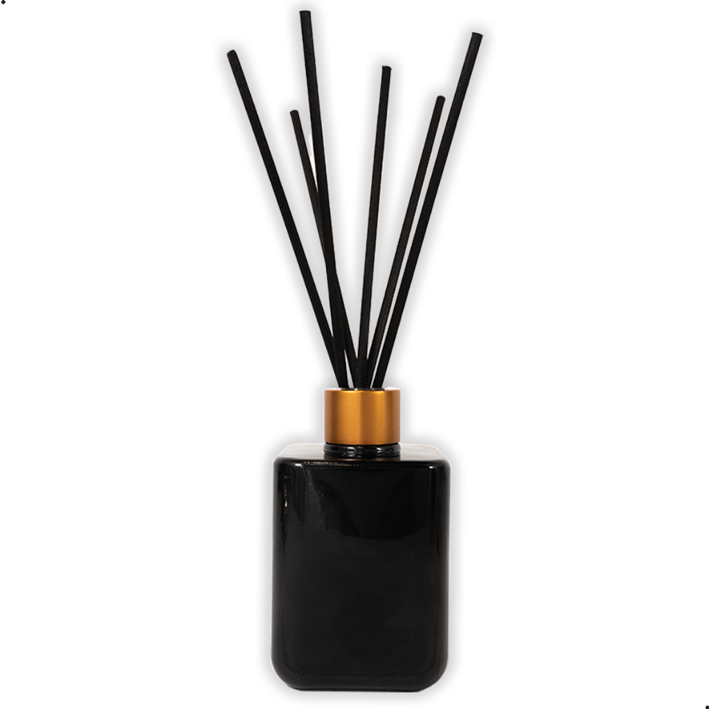 Frasco Difusor e Aromatizador de Ambiente Líquido De 250ml C/ Válvula Luxo e Vidro Luxo.Texas Preto Fosco