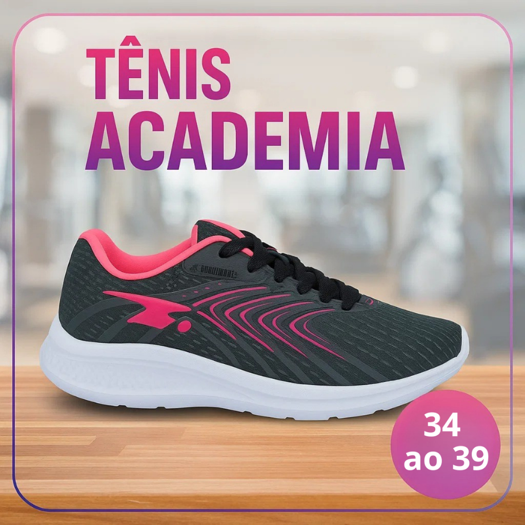 Tênis Feminino Academia Caminhada Confortável Leve Ideal Para Corrida e Exercícios Diários 34/45
