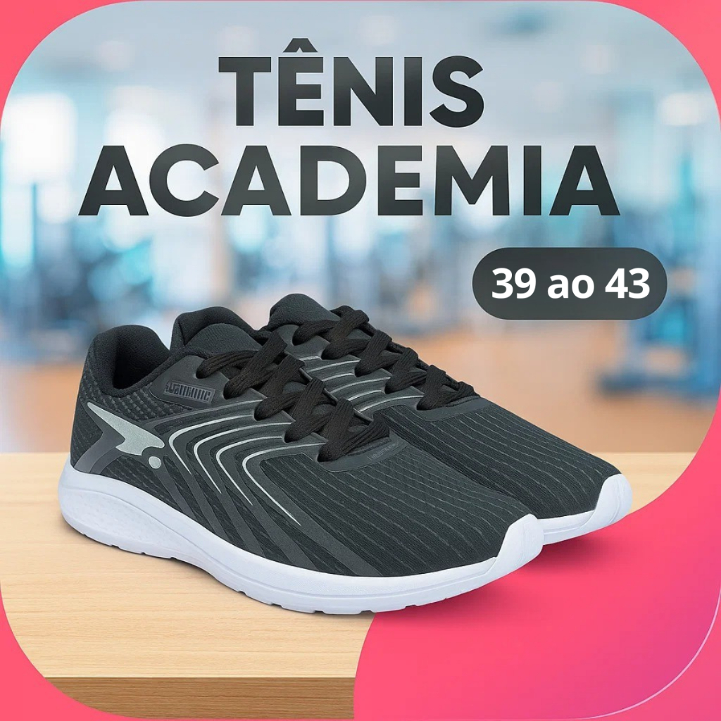 Tênis Masculino Esportivo Confortável Para Caminhada, Academia e Treinos Fitness 34/45