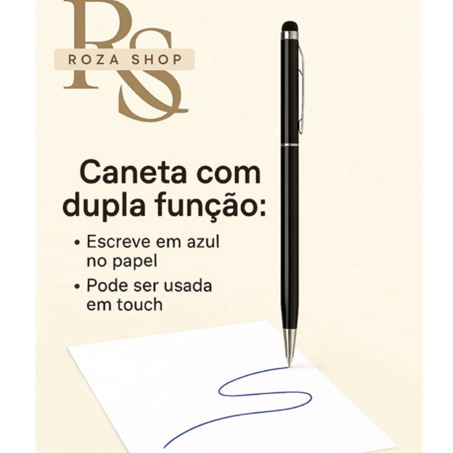 Caneta 2 em 1 Touch & Esferográfica – Escreve em Azul e Usa no Tablet e Celular