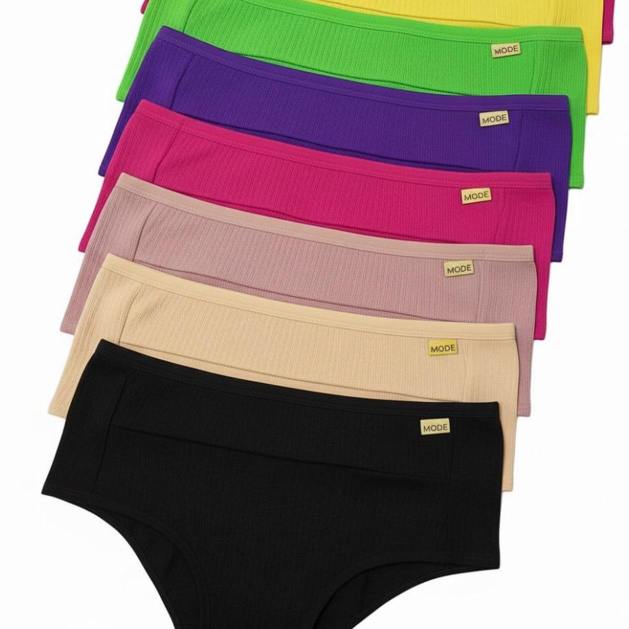 Kit 2 Calcinhas Caneladas Sortidas Cintura Alta Conforto Segura Barriga