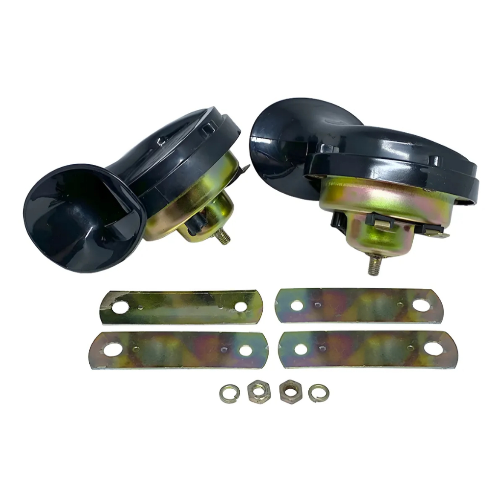Buzina Dupla Caracol 2 Terminais Com Suporte Grave/agudo 12v em Oferta na Shopee