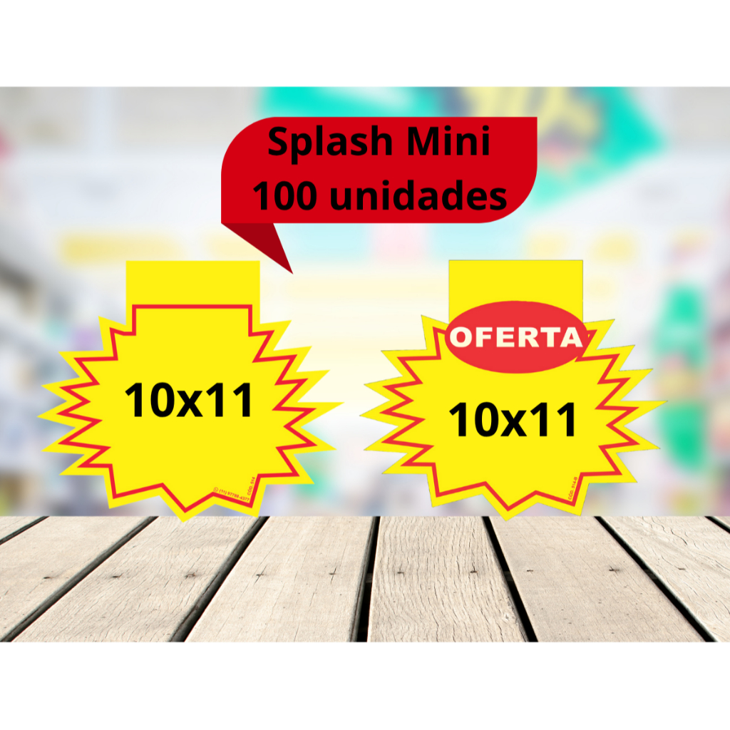 Cartaz de Oferta Amarelo Placa de Preço Mini Pequeno 10x11,5 cm - 100 unidades