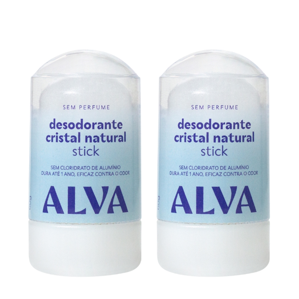 Kit 2un: Desodorante Orgânico Krystall Stick Sensitive Alva Natural Vegano 60g Sem Alumínio/Perfume em Oferta na Shopee