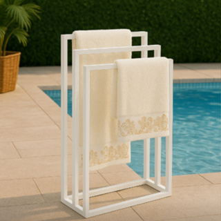 Toalheiro Para Piscina Banheiro Triplo de Chão  em Aço Tres Toalhas-104 em Oferta na Shopee