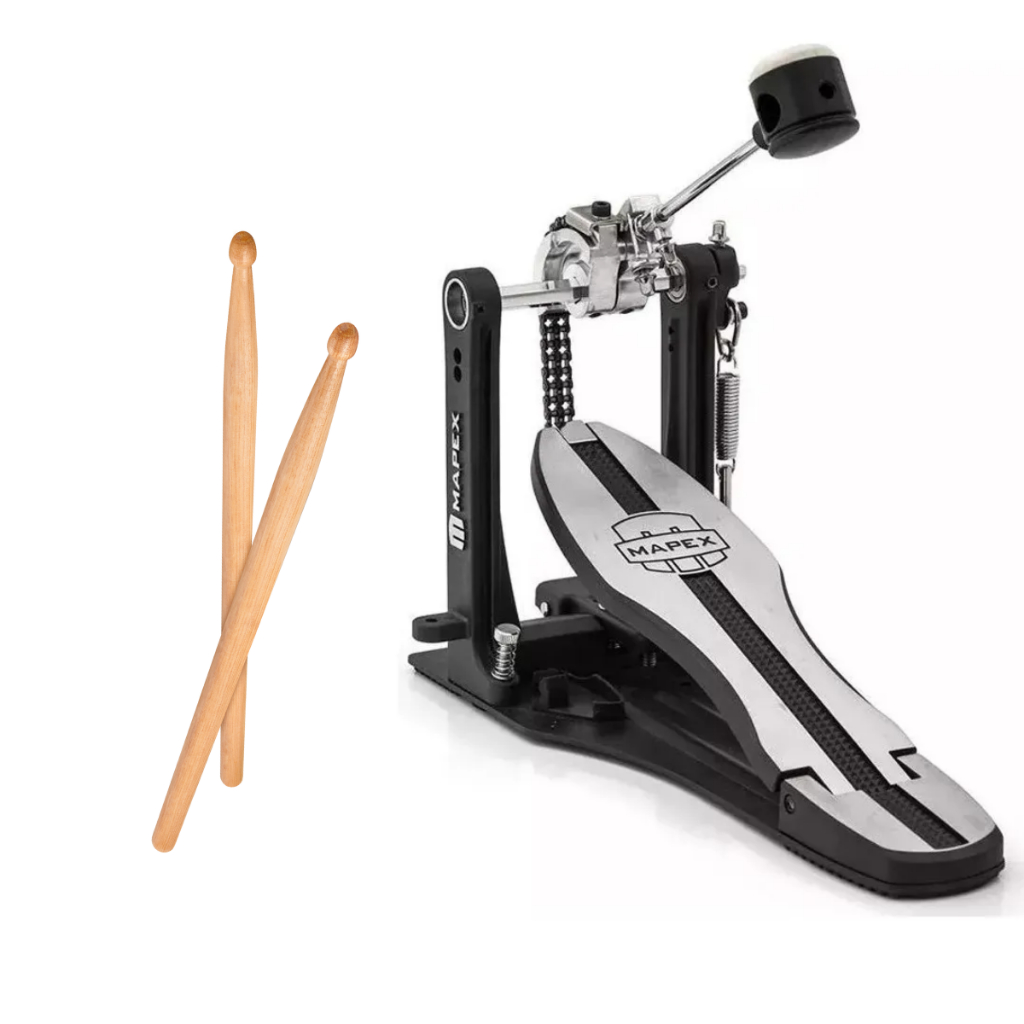 Pedal De Bumbo Mapex Simples Bateria P600 com baquetas em Oferta na Shopee