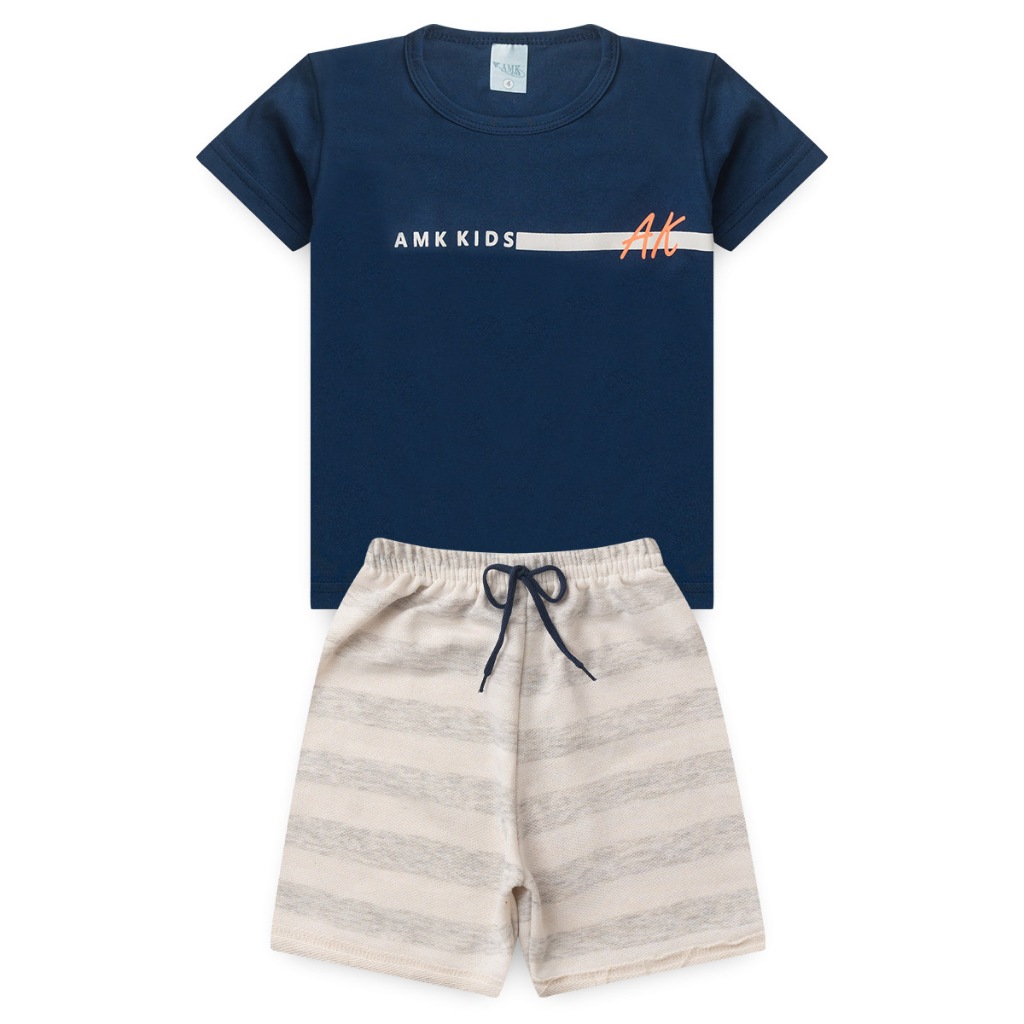 Conjunto Infantil Menino Roupa de Criança masculino Bermuda e Camiseta Atacado Barato L16