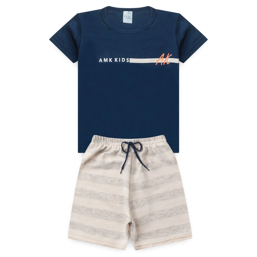 Conjunto Infantil Menino Roupa de Criança masculino Bermuda e Camiseta Atacado Barato L16
