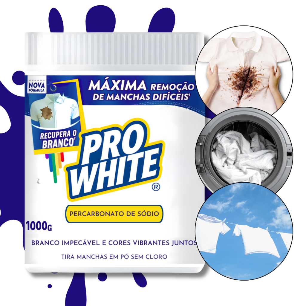 Percarbonato de Sódio Tira Manchas Alvejante Roupa Branca Produto de Limpeza 1KG Pro White