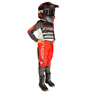 CONJUNTO INFANTIL PRIME PRETO VERMELHO BRANCO ROUPA MOTOCROSS BIKE TRILHA ENDURO VELOCROSS RUGGE
