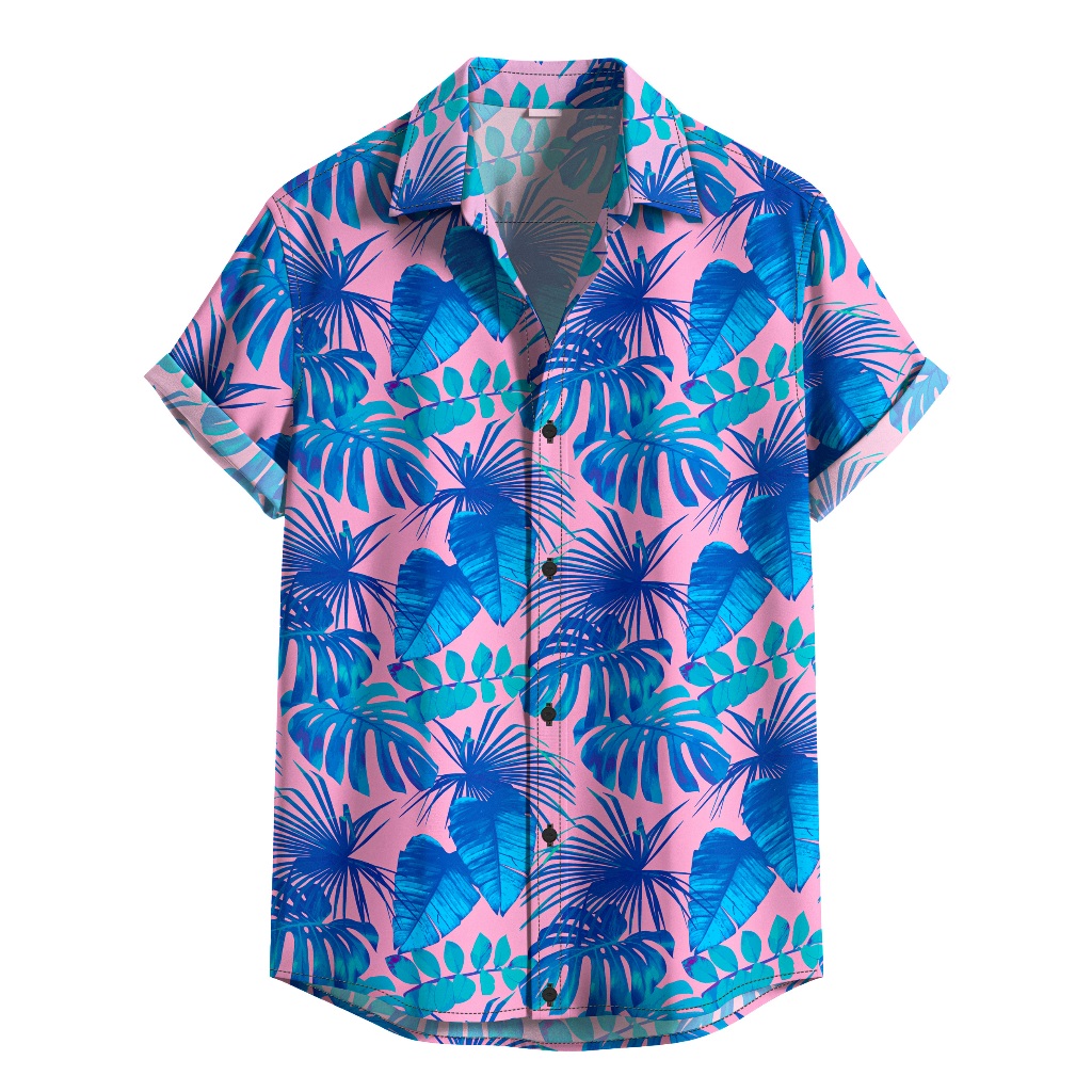Camisa De Botão Moda Verão Masculina Floral Azul Homem [Ref-478] em Oferta na Shopee