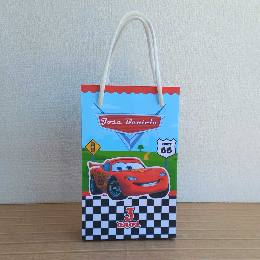PEGUE E MONTE/MONTADO - Sacolinha Surpresa Personalizada Relâmpago Mc Queen Carros Festa de Aniversário Lembrancinha