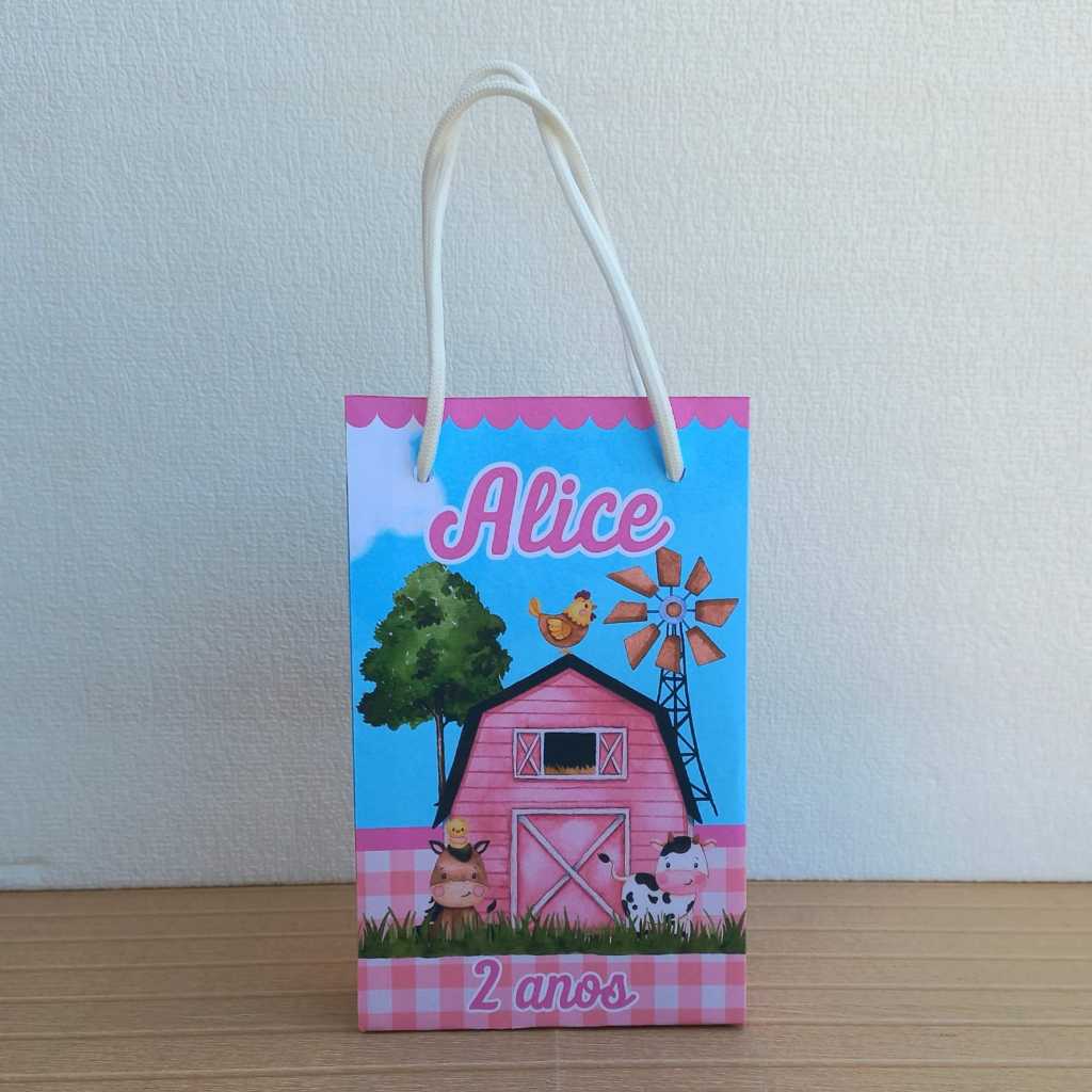 Sacolinha Surpresa Personalizada Fazendinha Rosa Lembrancinha para  Festa de Aniversário