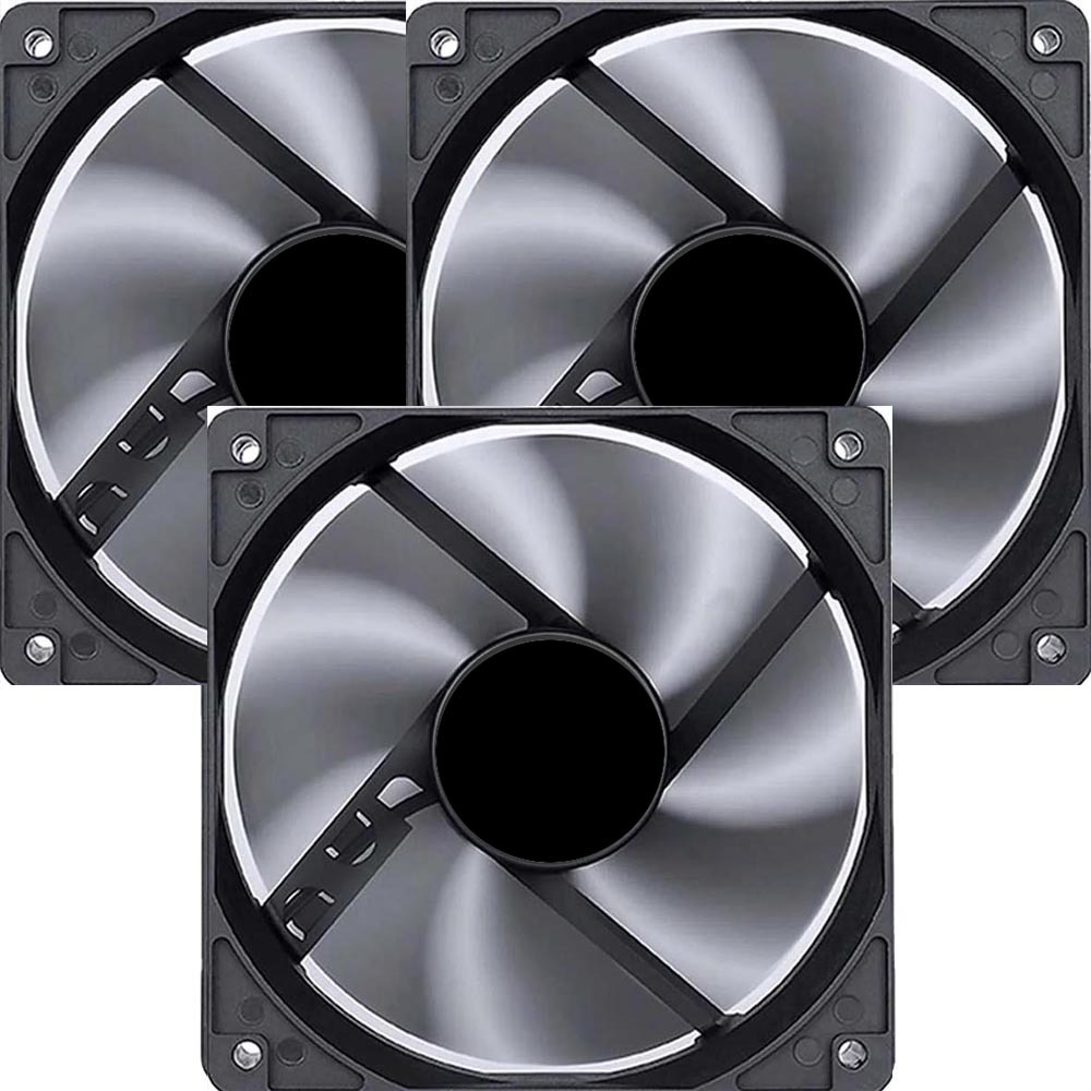 Kit 3 Cooler Fan 12cm 120mm Gabinete Gamer Pc S/ Led