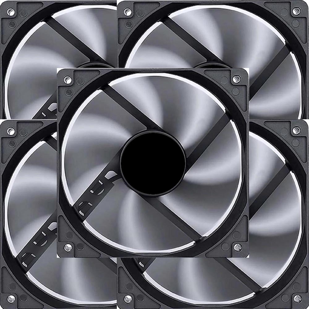 Kit Com 5 Cooler Fan 12cm 120mm Gabinete Gamer Pc Sem Led
