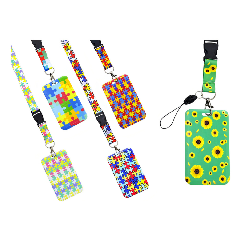 Porta Crachá Vertical C/ Cordão P/ Autismo/autista Cor Quebra Cabeça Amarelo em Oferta na Shopee