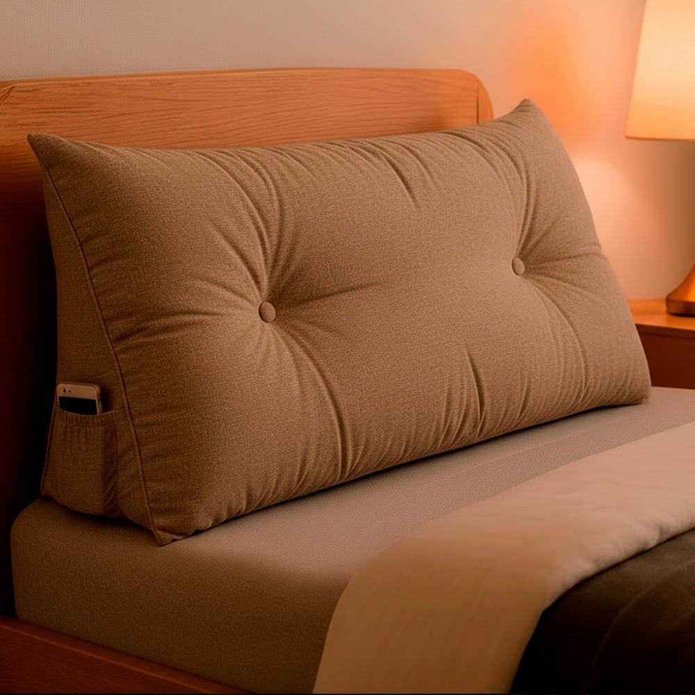 Almofada de Cabeceira Encosto Apoio para Lombar com Bolso Lateral 90x50x20cm BF Colchões em Oferta na Shopee