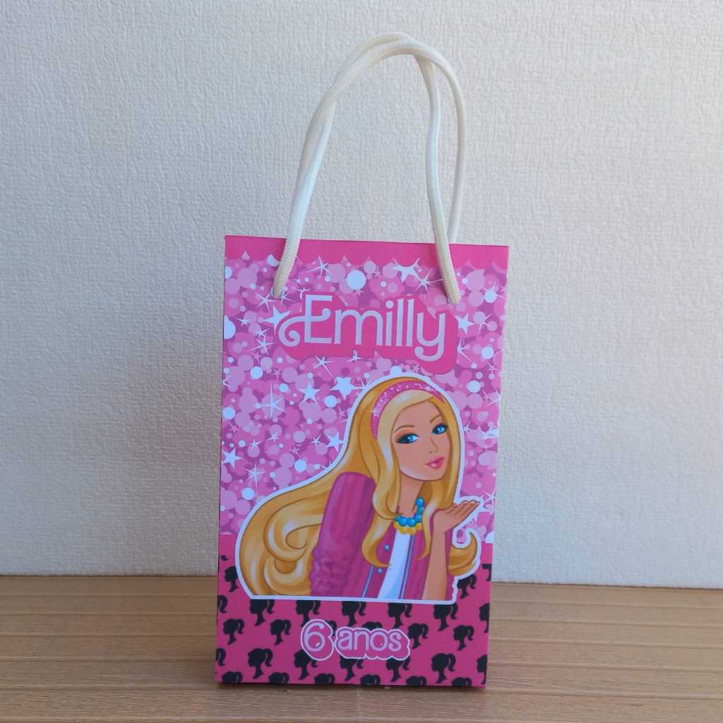 PEGUE E MONTE/MONTADO - Sacolinha Surpresa Personalizada Barbie Festa de Aniversário Lembrancinha