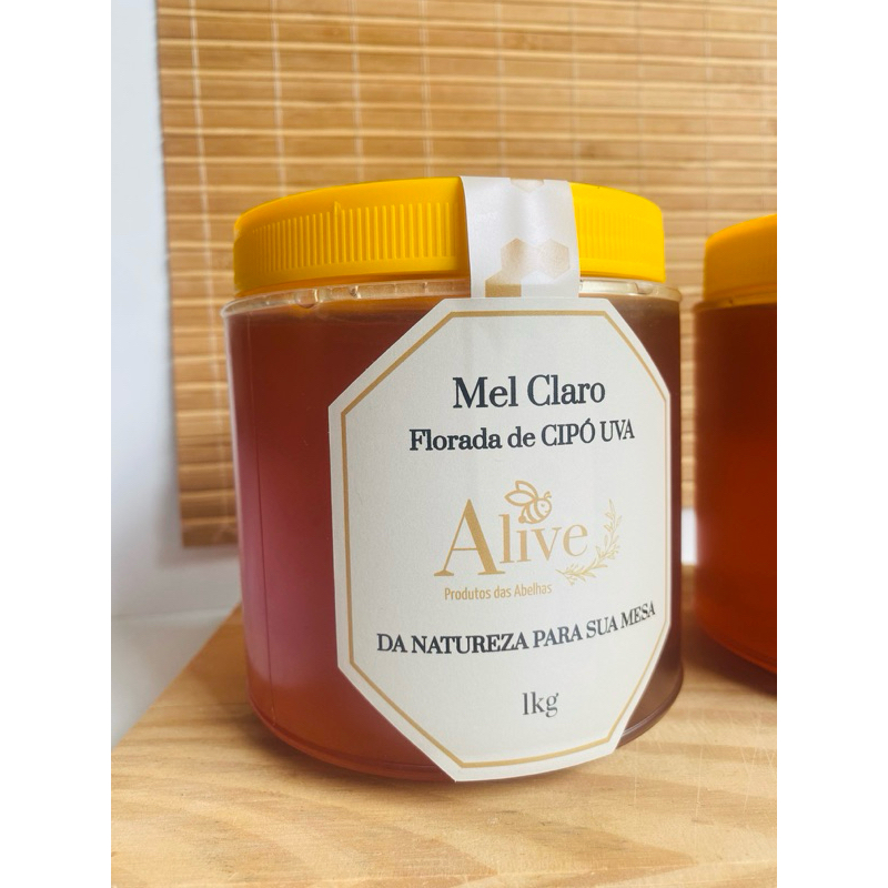 Mel Puro Cru Florada Cipó Uva 1kg Pote de plástico Proprio p/ Mel - Direto do Apicultor para sua Mesa