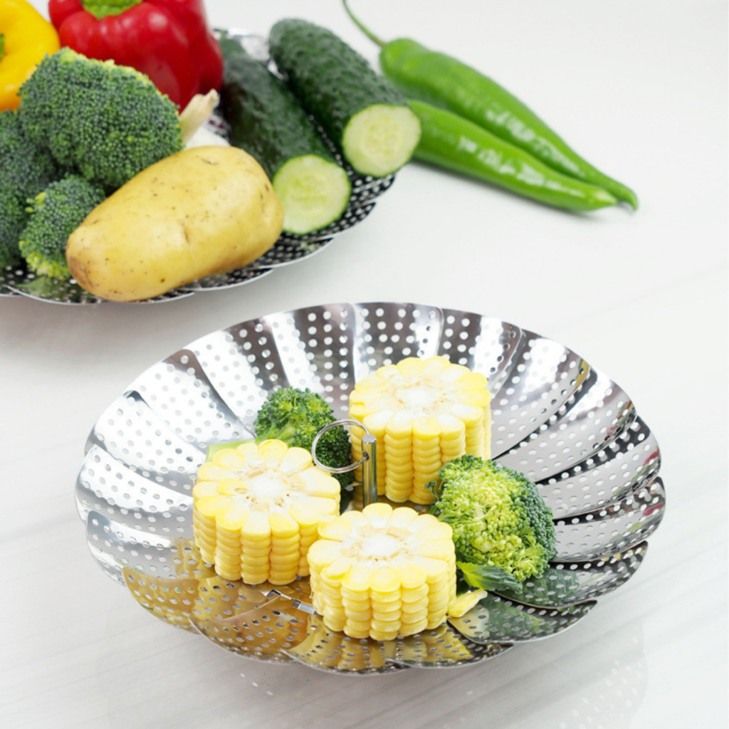 Cesto de Cozimento a Vapor, Aço Inoxidável, para Cozinhar Legumes e Verduras, Design Versátil e Moderno em Oferta na Shopee